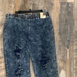 Denim stretchy joggers